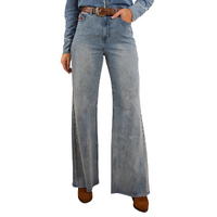 Ringers Western Womens Visalia Rose Wide Leg Jeans (223117RW) Light Wash Blue