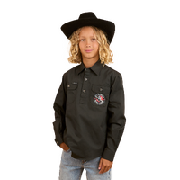 Ringers Western Childrens 8 Seconds Bucking Bull L/S Shirt (324037RW) Charcoal