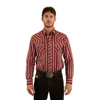 Ringers Western Mens Mapleton Stripe L/S Western Shirt (123105RW) Cedar