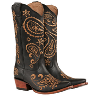 Ringers Western Womens Olivia Cuban Heel Western Boots (519250116) Black/Stone