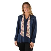 Thomas Cook Womens Scarf L/S Blouse (T2W2142104) Navy