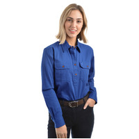 Thomas Cook Womens Contrast Light Drill Half Placket L/S Shirt (TCP2100182) Dutch Blue