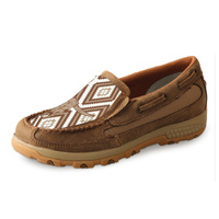 Twisted X Womens Diamond Skull CellStretch Slip On Moccasin (TCWXC0023) Bomber/Brown/Tan [SD]