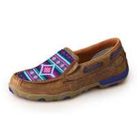 Twisted X Womens Diamond Aztec Moccasin Slip On (TCWDMS025) Bomber/Blue/Pink [SD]
