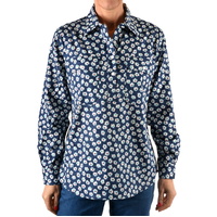 Hard Slog Womens Indigo Half Button L/S Shirt (H2S2101056) Navy [AD]