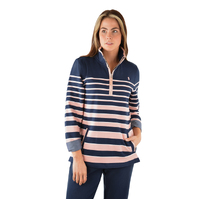 Thomas Cook Womens Ruth Stripe Zip Rugby (T3W2528099) Navy/Tan/White [SD]