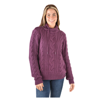 Thomas Cook Womens Cable Wrap Collar Knit Jumper (T3W2553082) Plum [SD]