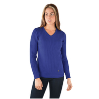 Thomas Cook Womens Cable V Neck Knit Jumper (T3W2500179) Cobalt [SD]
