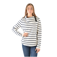 Thomas Cook Womens Annette Collared Shawl Collared Pullover (T3W2559087) Oatmeal/Navy [SD]