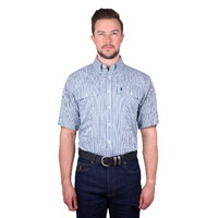 Thomas Cook Mens Wentworth S/S Dress Shirt (TCP1110158) Royal Blue/Green