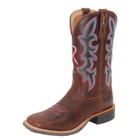 Twisted X Womens 11" Tech X2 Western Boots (TCWXTR010) Chocolate Truffle/Pink/Blue