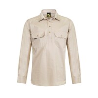Workcraft Mens Lightweight Closed Front L/S Cotton Drill Shirt (WS3029) Cream