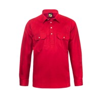 Workcraft Mens Lightweight Closed Front L/S Cotton Drill Shirt (WS3029) Crimson Red