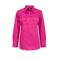 Workcraft Womens Lightweight Closed Front L/S Cotton Drill Shirt (WSL505) Pink