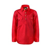 Workcraft Childrens Lightweight Closed Front L/S Cotton Drill Shirt (WSK131) Crimson Red
