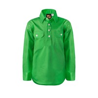 Workcraft Childrens Lightweight Closed Front L/S Cotton Drill Shirt (WSK131) Electric Green