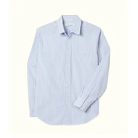 R.M.Williams Mens Regular Poplin Stripe L/S Shirt (SH201PM02) Blue/White