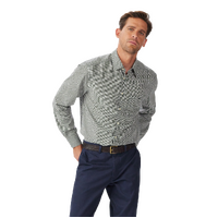 R.M.Williams Mens Quinn Classic Poplin L/S Shirt (SHU01PS01) White/Navy/Green