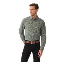 R.M.Williams Mens Parkes Regular Poplin L/S Shirt (SH200PS01) Sage Navy