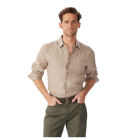 R.M.Williams Mens Newman Classic Linen L/S Shirt (SHU00LI01) Taupe