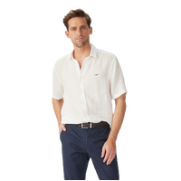 R.M.Williams Mens Newman Linen S/S Shirt (SHU10LI01) White