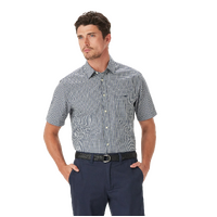 R.M.Williams Mens Classic Poplin Check S/S Shirt (SH211PS04) Navy Char