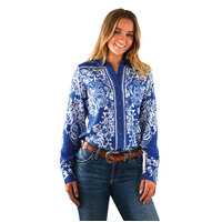 Wrangler Womens Xena Print L/S Shirt ((X1S2126702) Blue/White