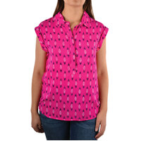 Wrangler Womens Cybill Print Sleeveless Shirt (X1S2136708) Pink [SD]