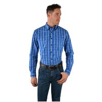 Wrangler Mens Addition Check Button L/S Shirt (X2W1115756) Royal/Blue