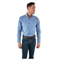 Wrangler Mens Richardson Button L/S Shirt (X2W1115738) Blue/Tan
