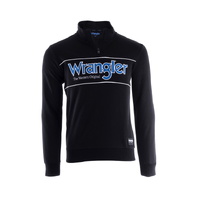 Wrangler Mens Ryder Logo 1/4 Zip Pullover (XCP1573972) Black [SD]