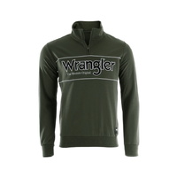 Wrangler Mens Ryder Logo 1/4 Zip Pullover (XCP1573972) Cypress [SD]