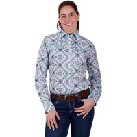Wrangler Womens Neda L/S Shirt (X3S2137661) Aqua Multi [SD]