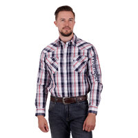Wrangler Mens Hume L/S Shirt (X3S1111975) Navy/Red [SD]