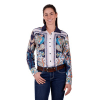 Wrangler Womens Randa L/S Shirt (X3S2126663) Navy/Multi [SD]