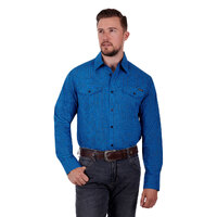 Wrangler Mens Kirk L/S Shirt (X3S1111980) Royal Blue/Orange