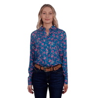 Wrangler Womens Leah L/S Shirt (X4W2126059) Teal/Pink