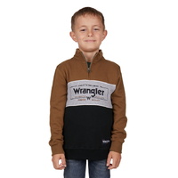Wrangler Boys Bartlett 1/4 Zip Pullover Jumper (X4W3573024) Black/Dark Tan