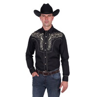 Wrangler Mens Carlos Embroidered L/S Shirt (X5S1113360) Black