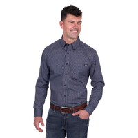 Wrangler Mens Carl L/S Shirt (X5S1115368) Navy/Tan