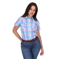 Wrangler Womens Emily Check S/S Shirt (X5S2132431) Blue