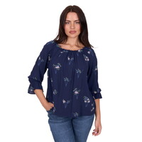 Wrangler Womens Camilla 3/4 Sleeve Blouse (X5S2523448) Navy