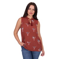 Wrangler Womens Krissy Sleeveless Blouse (X5S2536442) Rust