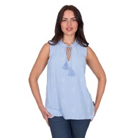 Wrangler Womens Simone Sleeveless Blouse (X5S2536446) Light Blue