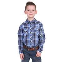 Wrangler Boys Billy Logo L/S Shirt (X5S3111362) Navy/Light Blue