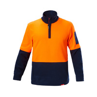 Hard Yakka Mens Hi Vis 1/4 Zip Brushed Fleece Jumper (Y19330) Orange/Navy