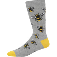 Bamboozld Socks Mens Bumblebee Bamboo Socks (BBS22BUMBLEBEER) Grey Marle 7-11