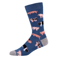 Bamboozld Socks Mens Oink Bamboo Socks (BBW25OINKR) Denim 7-11