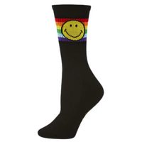 Bamboozld Socks Womens Smiley Proud Sports Crew Bamboo Socks (BBW22SMILEYPROUDSPCREWW) Black 2-8