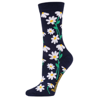 Bamboozld Socks Womens Daisies Bamboo Socks (BBW25DAISIESW) Dark Navy 2-8